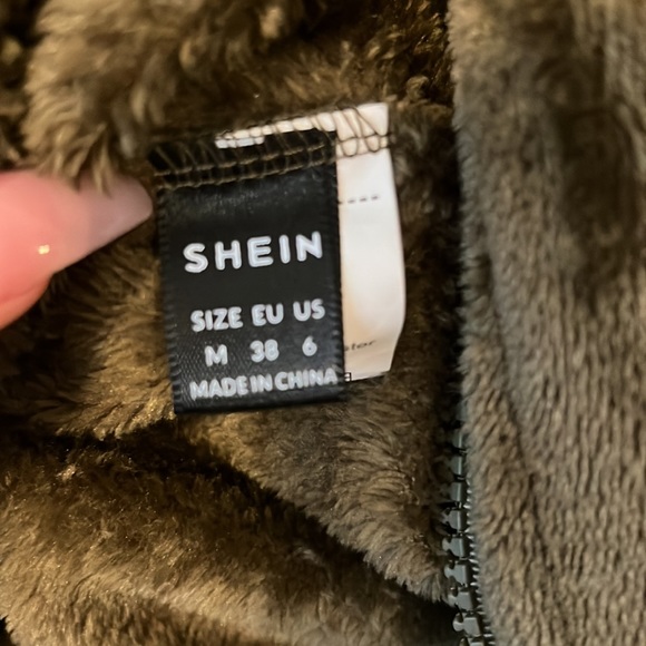 NWOT SHEIN Green Contrast Panel Flap Pocket Drop Shoulder Zip Up Jacket - Picture 8 of 9